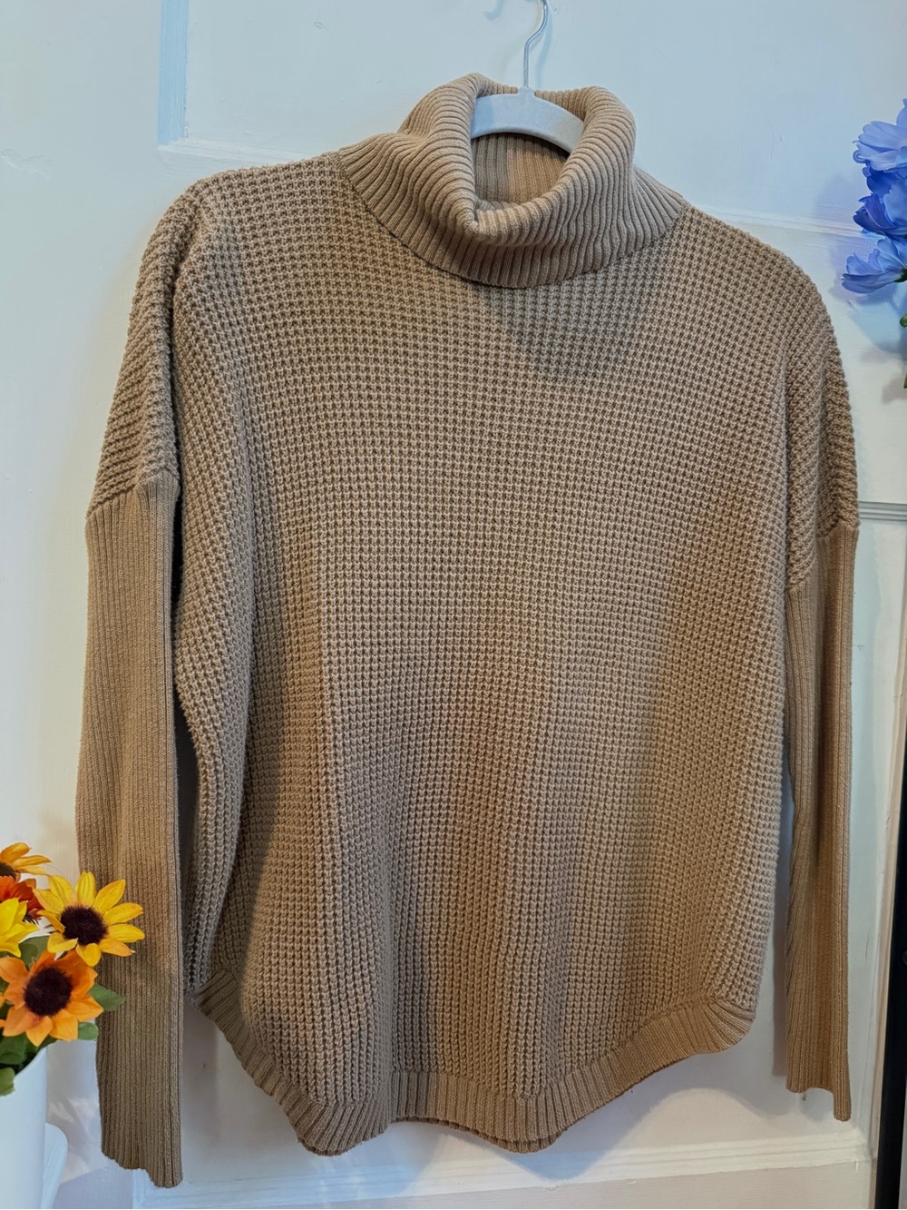 MICHAEL Michael Kors Taupe Waffle-Knit Turtleneck Sweater